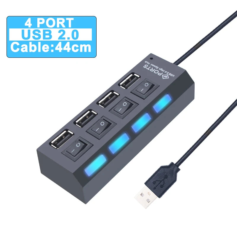 USB Hub 3.0 Hub USB 3 USB 2.0 Multi USB Splitter Adaptateur secteur 4/7 Port Multiple Expander 2.0 avec commutateur pour accessoires PC