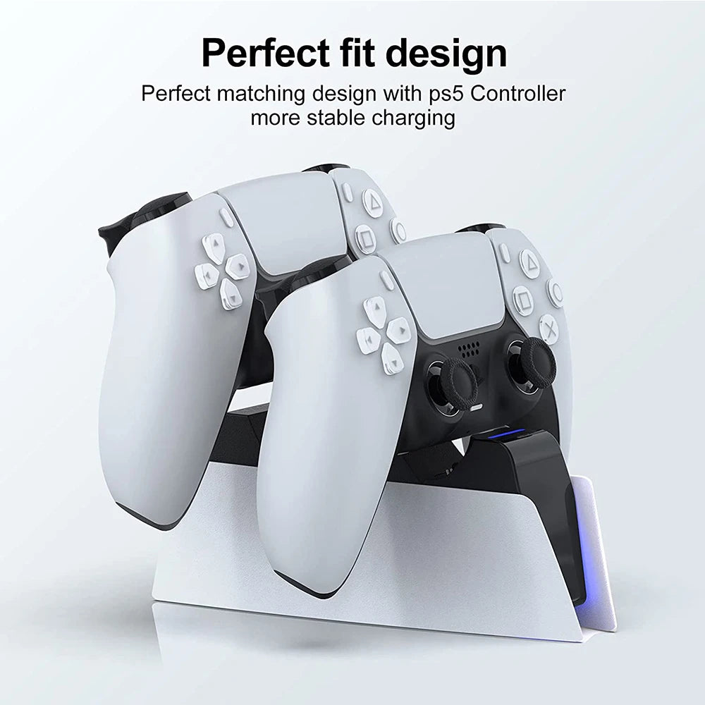 Pour PS5 Type-C Station de charge DualSense Support de charge à double quai de charge pour manette de jeu sans fil PlayStation 5 DualSense