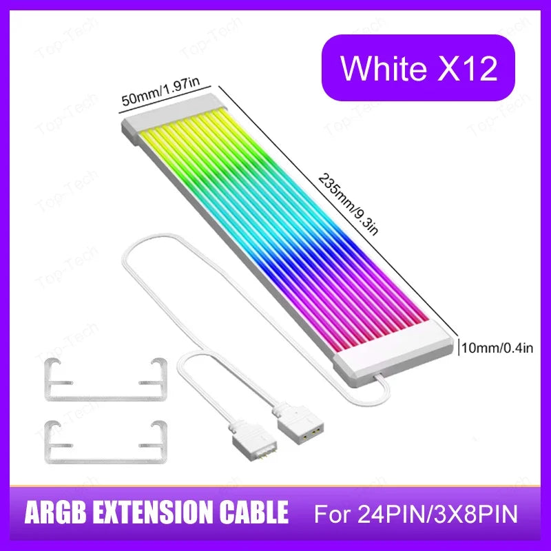 Câble PC de synchronisation ARGB 5V 3 broches 8/24 broches Câble d’extension d’alimentation de la carte mère Flexible LED Strip Light DIY Kit Carte vidéo 8Pin 6PIN Câble