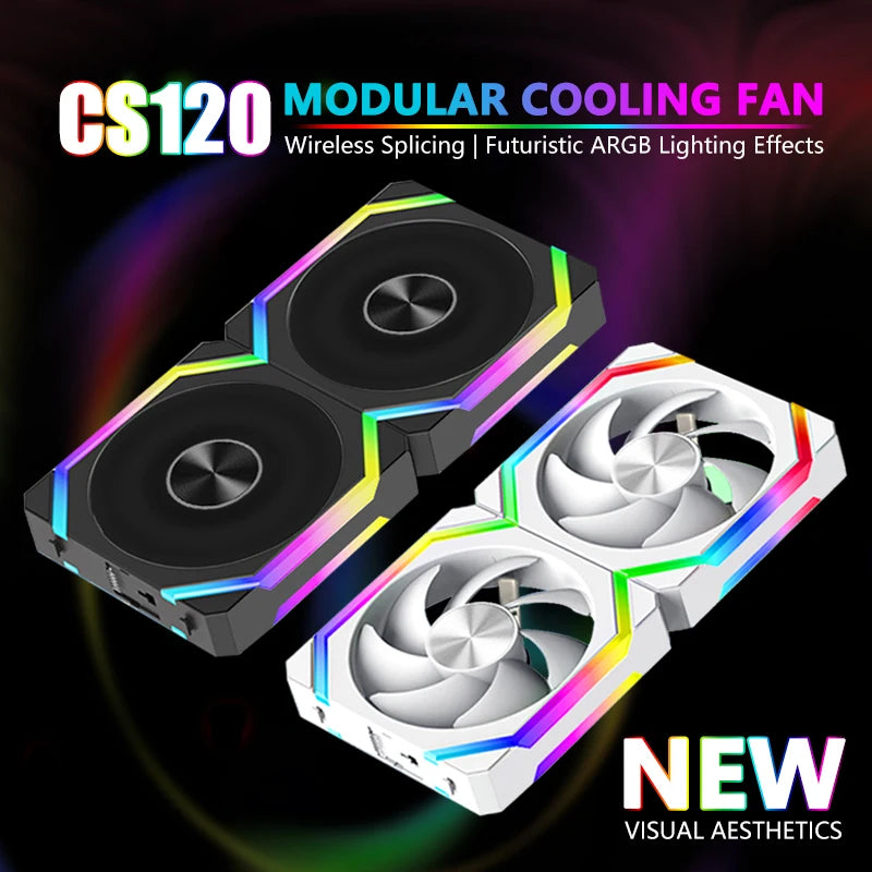 Ventilateur de refroidissement JUMPEAK CS120 ARGB 360mm 240mm Épissement modulaire empilable PWM Ventilateurs RGB silencieux de 120 mm pour le refroidisseur d’eau de boîtier de PC de jeu