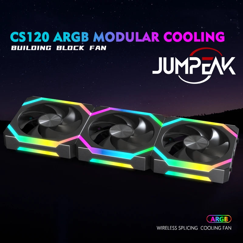 Ventilateur de refroidissement JUMPEAK CS120 ARGB 360mm 240mm Épissement modulaire empilable PWM Ventilateurs RGB silencieux de 120 mm pour le refroidisseur d’eau de boîtier de PC de jeu
