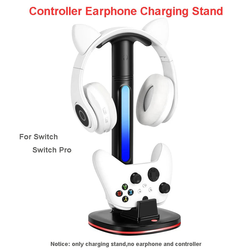 Station de charge du contrôleur avec support de casque RVB Support de chargeur W 2 ports USB Support de casque pour PS5/4 Xbox Series X/S Switch