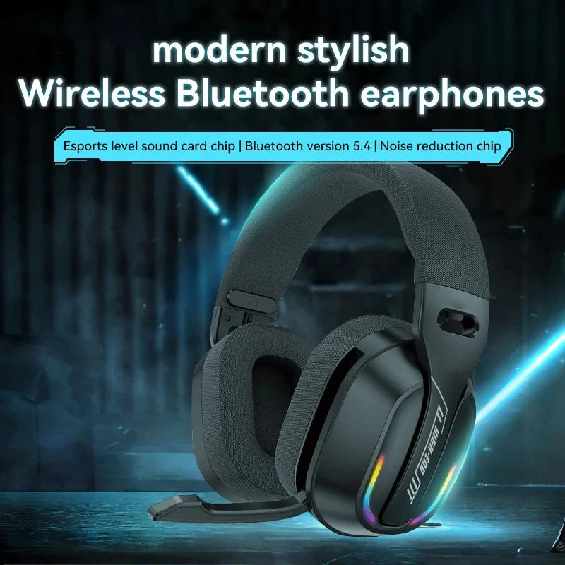 B500 Casque sans fil sur l’oreille Casque de jeu RVB Bluetooth 5.4 Basse basse profonde à latence 60H Temps de lecture pour joueur