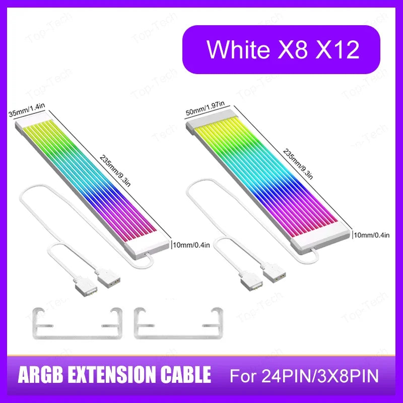 Câble PC de synchronisation ARGB 5V 3 broches 8/24 broches Câble d’extension d’alimentation de la carte mère Flexible LED Strip Light DIY Kit Carte vidéo 8Pin 6PIN Câble