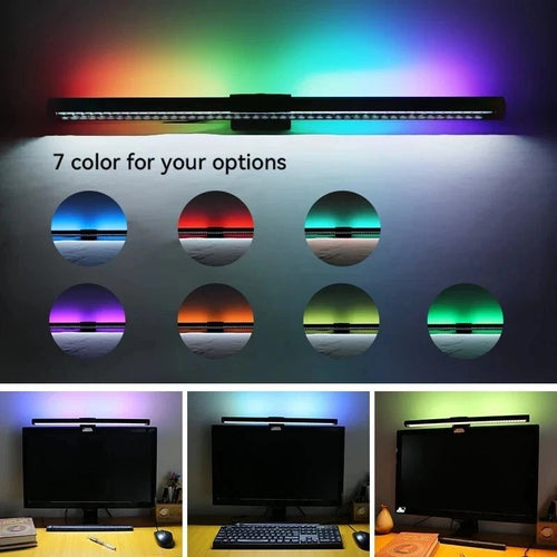 Barre lumineuse de moniteur LED RVB, lampe de suspension d’écran de protection oculaire à intensité variable en continu pour PC, ordinateur portable, travail de jeu, lampe de suspension d’écran RVB