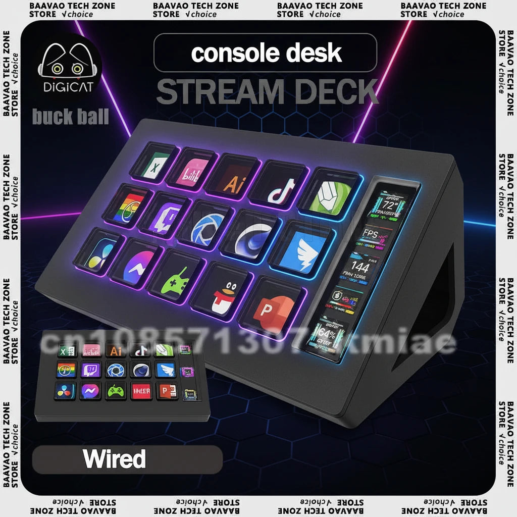 StreamDeck Mini Clavier Visuel Bouton LCD 15Touches Contrôleur De Création De Contenu En Direct Bouton Personnalisé Pour Windows/MacOS Kryboard Cadeau