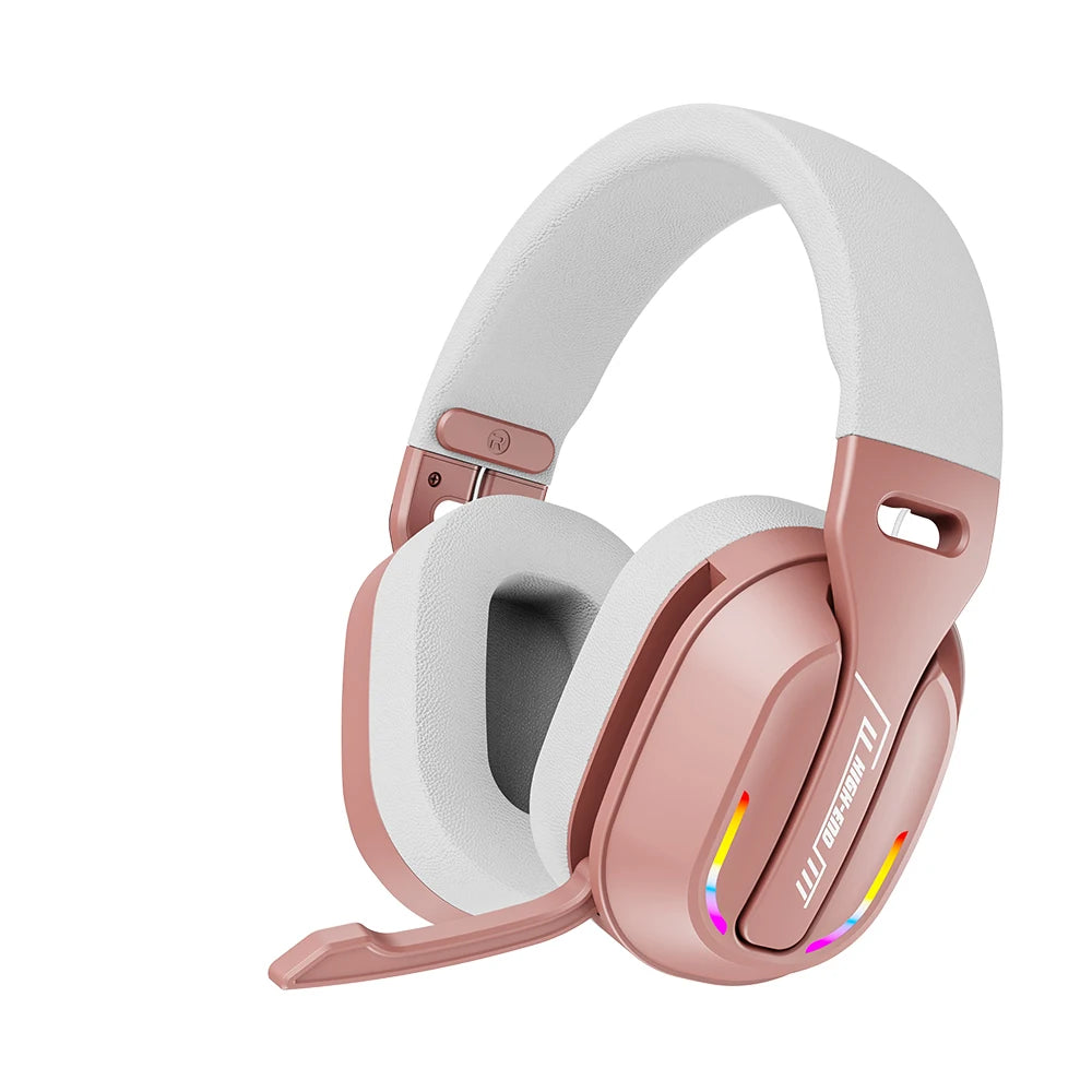 B500 Casque sans fil sur l’oreille Casque de jeu RVB Bluetooth 5.4 Basse basse profonde à latence 60H Temps de lecture pour joueur