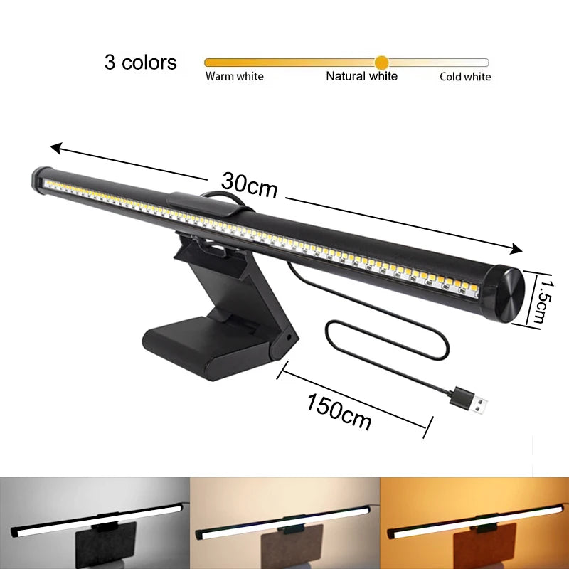 Barre lumineuse de moniteur LED RVB, lampe de suspension d’écran de protection oculaire à intensité variable en continu pour PC, ordinateur portable, travail de jeu, lampe de suspension d’écran RVB