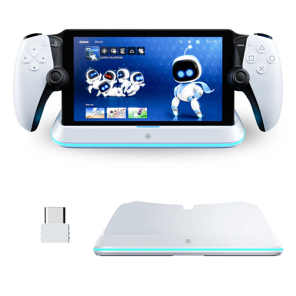 Station de charge HONCAM pour PlayStation Portal 7 RGB Light Modes Support de chargeur de console avec Tri-Protection Charge de sécurité