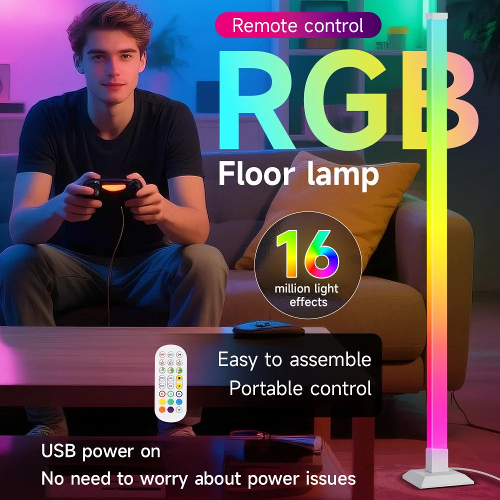 Lampadaire LED RVB APP et télécommande LED Lampadaire moderne pour chambre intérieure Salon Décoration Stand Luminaire