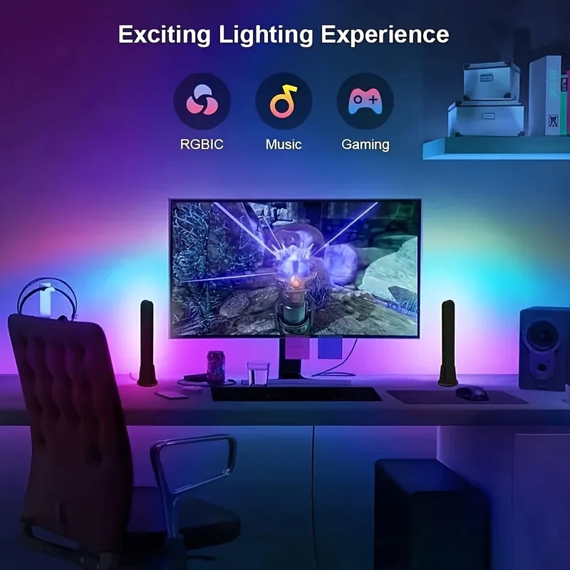 RGB 16 couleurs Lumière ambiante avec télécommande 1/2 paquets Lampe de table LED intelligente pour salle de jeux TV et barre lumineuse de décoration de fête de bureau