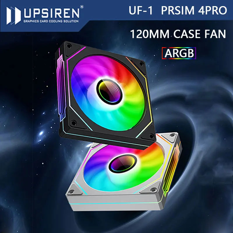 UPSIREN UF-1 PRISM 4 PRO Ventilateur de châssis d’ordinateur 12cm ARGB 4 broches PWM Ventilateur de refroidissement silencieux 12V Grand volume d’air 45.2CFM/600-1500RPM