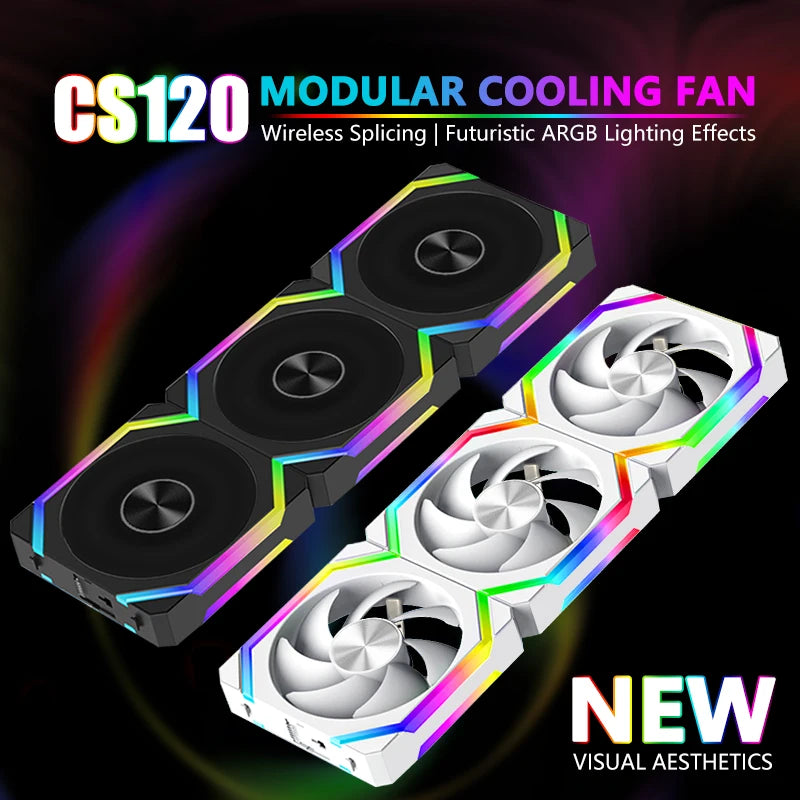 Ventilateur de refroidissement JUMPEAK CS120 ARGB 360mm 240mm Épissement modulaire empilable PWM Ventilateurs RGB silencieux de 120 mm pour le refroidisseur d’eau de boîtier de PC de jeu