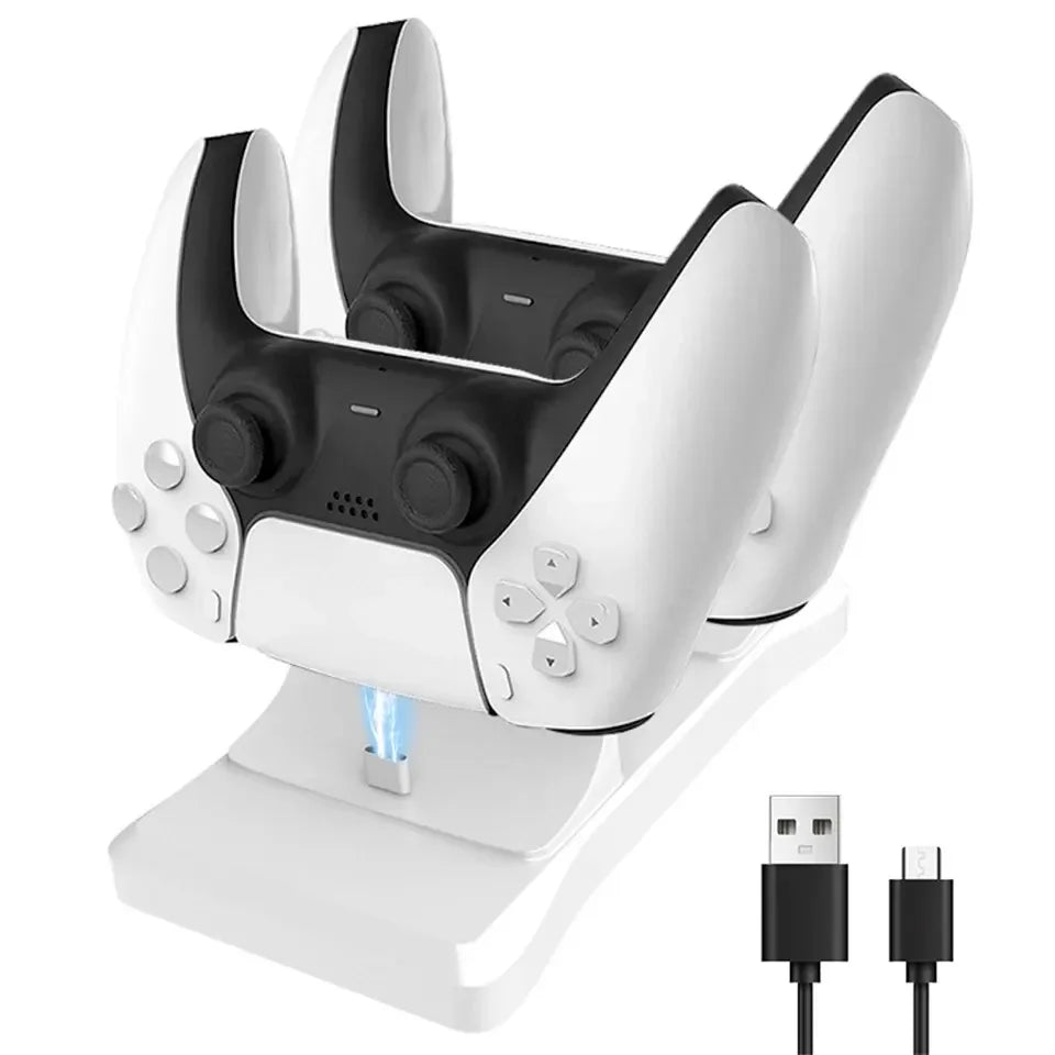Support de charge à double contrôleur GAMINJA pour Playstation 5 Station de charge de contrôleur PS5 avec adaptateur secteur à charge rapide 5V 1.2A