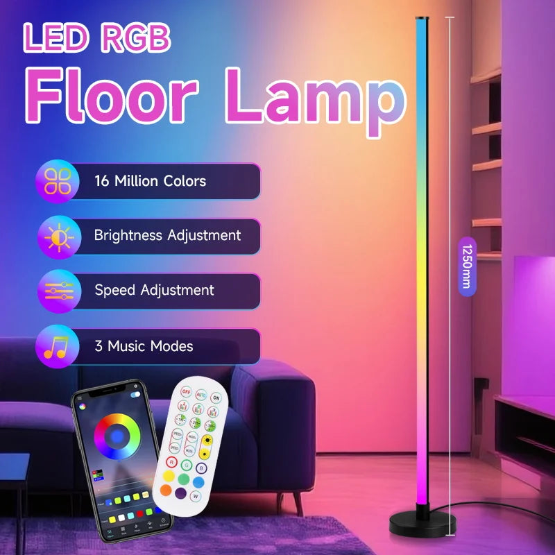 Lampadaire LED RVB APP et télécommande LED Lampadaire moderne pour chambre intérieure Salon Décoration Stand Luminaire