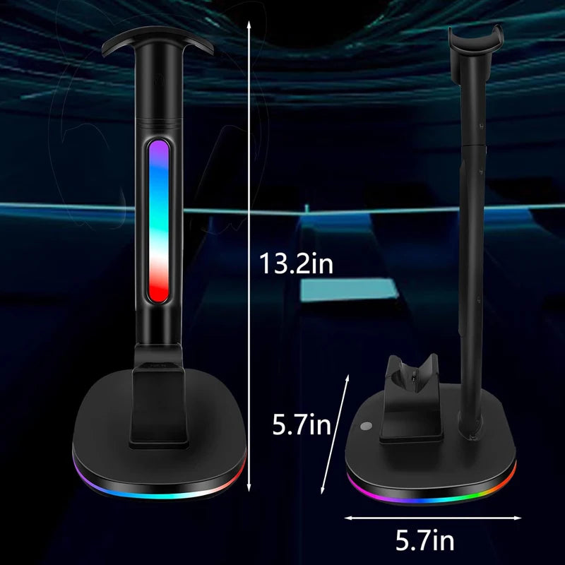 Station de charge du contrôleur avec support de casque RVB Support de chargeur W 2 ports USB Support de casque pour PS5/4 Xbox Series X/S Switch