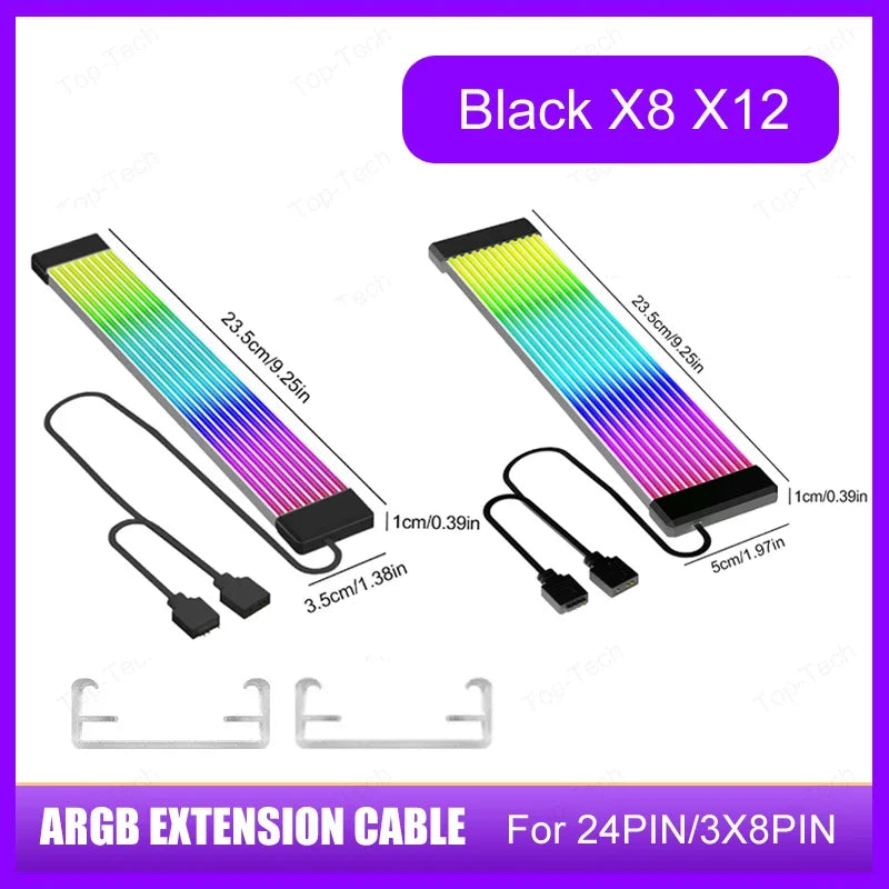 Câble PC de synchronisation ARGB 5V 3 broches 8/24 broches Câble d’extension d’alimentation de la carte mère Flexible LED Strip Light DIY Kit Carte vidéo 8Pin 6PIN Câble