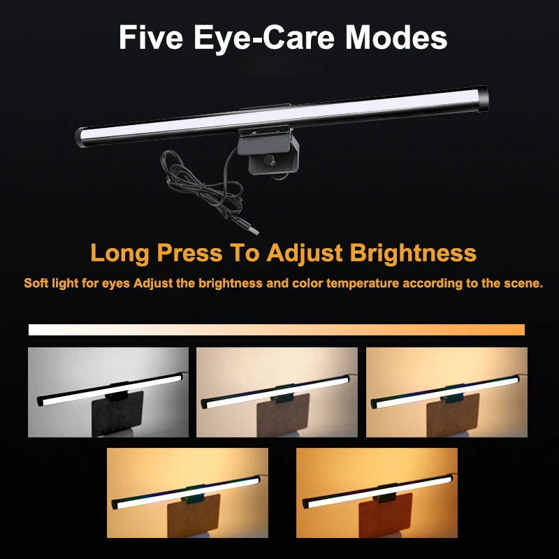 Barre lumineuse de moniteur LED RVB, lampe de suspension d’écran de protection oculaire à intensité variable en continu pour PC, ordinateur portable, travail de jeu, lampe de suspension d’écran RVB