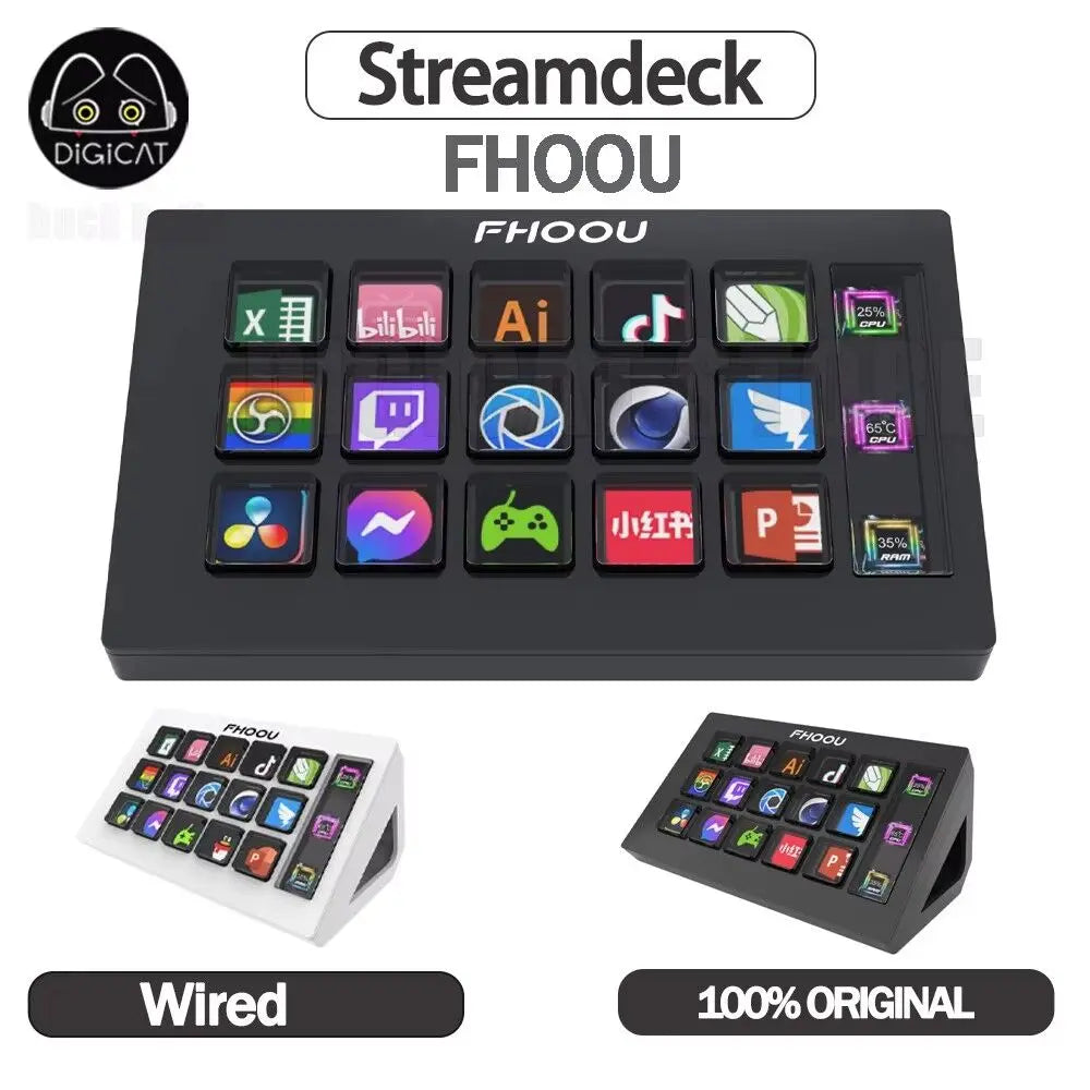 StreamDeck Mini Clavier Visuel Bouton LCD 15Touches Contrôleur De Création De Contenu En Direct Bouton Personnalisé Pour Windows/MacOS Kryboard Cadeau