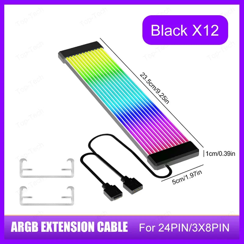 Câble PC de synchronisation ARGB 5V 3 broches 8/24 broches Câble d’extension d’alimentation de la carte mère Flexible LED Strip Light DIY Kit Carte vidéo 8Pin 6PIN Câble
