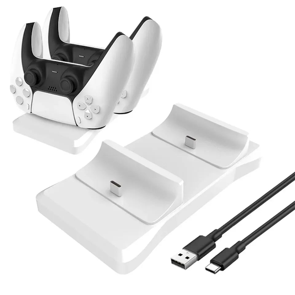 Support de charge à double contrôleur GAMINJA pour Playstation 5 Station de charge de contrôleur PS5 avec adaptateur secteur à charge rapide 5V 1.2A