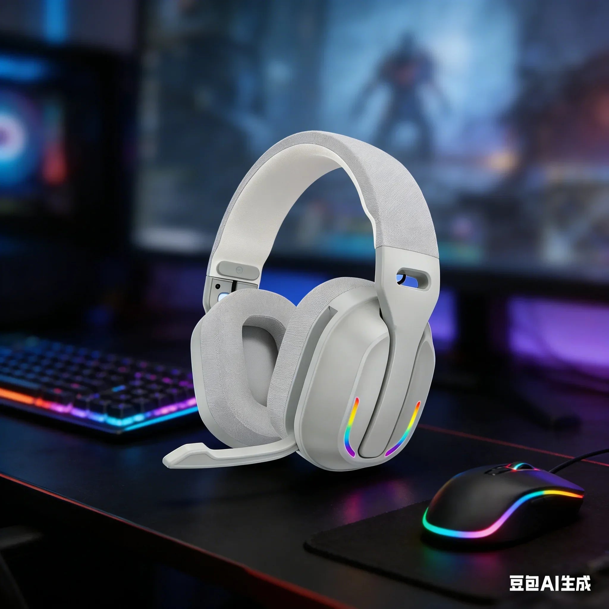 Casque sans fil B500 RGB Casque de jeu antibruit 60H Playtime BTV5.4 & HD Sound Stereo Music Game Écouteurs
