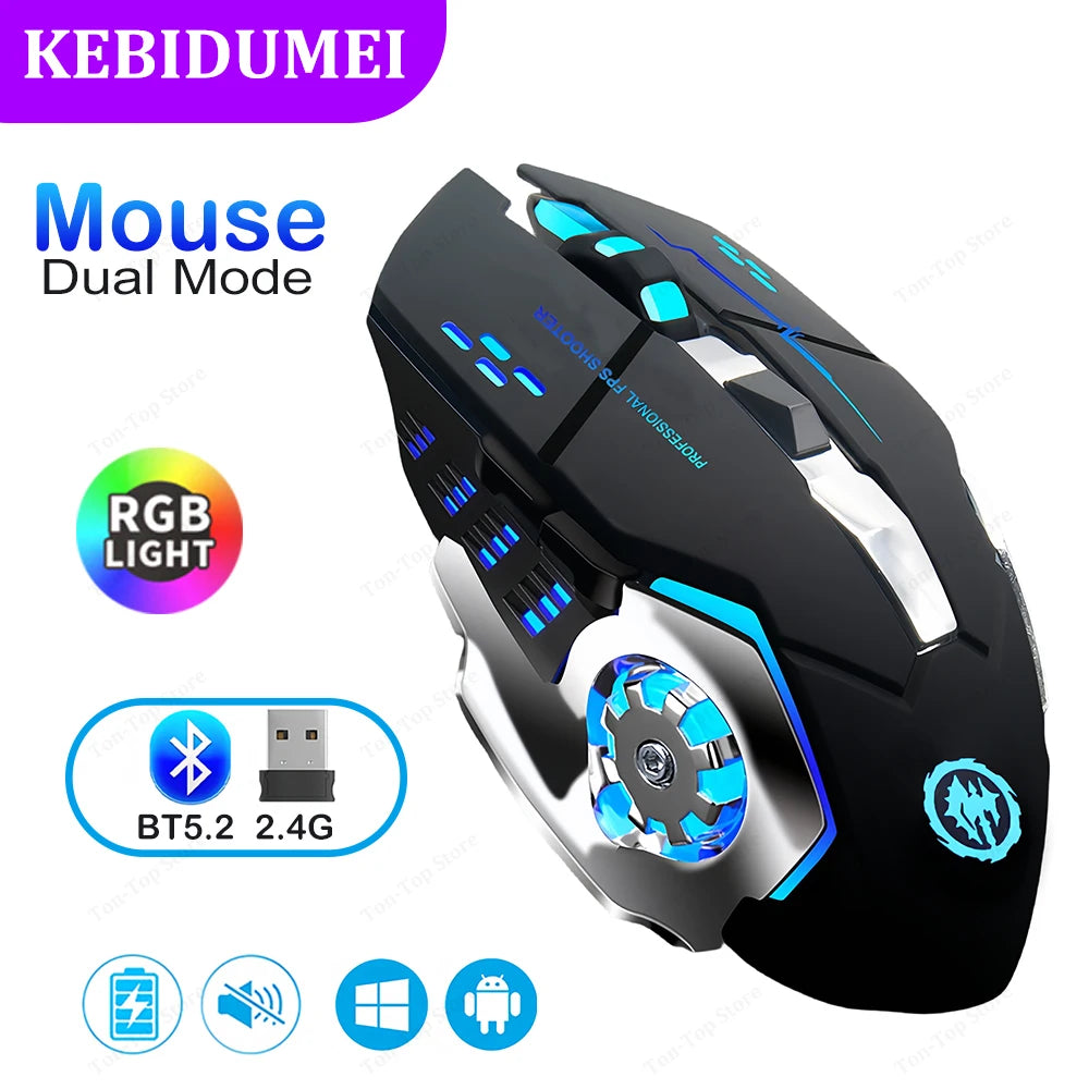 Souris sans fil 2.4G Souris Bluetooth Souris de jeu rétroéclairée RVB Souris rechargeables Souris silencieuse 3600 DPI Souris pour ordinateur portable Macbook