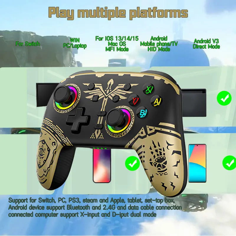 Manette de jeu sans fil pour Pro Switch Elite BT Controller pour Switch OLED/Lite Joystick pour PC/Steam Deck avec 6 axes