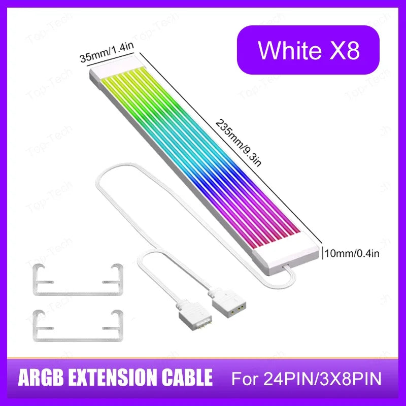 Câble PC de synchronisation ARGB 5V 3 broches 8/24 broches Câble d’extension d’alimentation de la carte mère Flexible LED Strip Light DIY Kit Carte vidéo 8Pin 6PIN Câble
