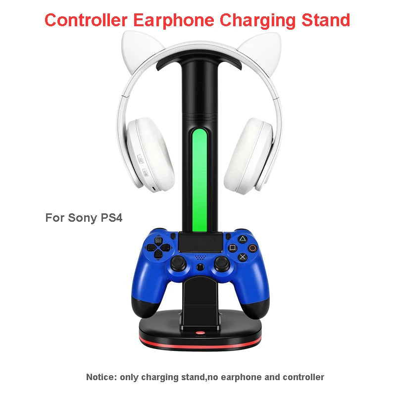 Station de charge du contrôleur avec support de casque RVB Support de chargeur W 2 ports USB Support de casque pour PS5/4 Xbox Series X/S Switch